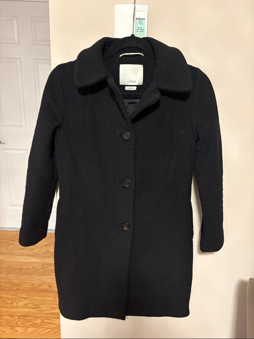 Wilfred Black Single-Breasted Wool and Cashmere Pea Coat